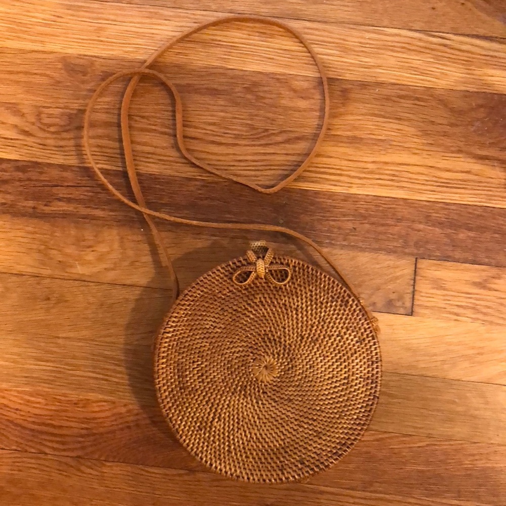 NWOT Round Rattan Crossbody Bag